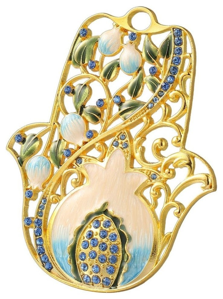 Hanging Hamsa Pomegranate Wall decor Pewter Traditional Hamsa Decoration