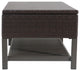 GDF Studio Martina Wicker and Iron Storage Bench With Rack, Multi Brown