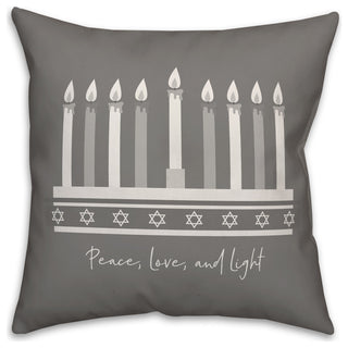 Peace Love Light Menorah 20"x20" Throw Pillow