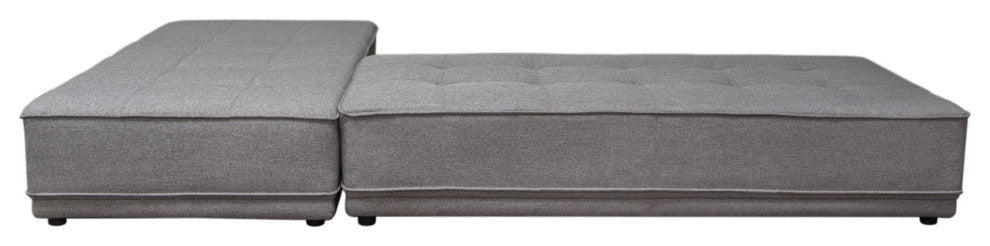 Slate 2 Piece Lounge With Moveable Backrest Supports, Gray Fabric