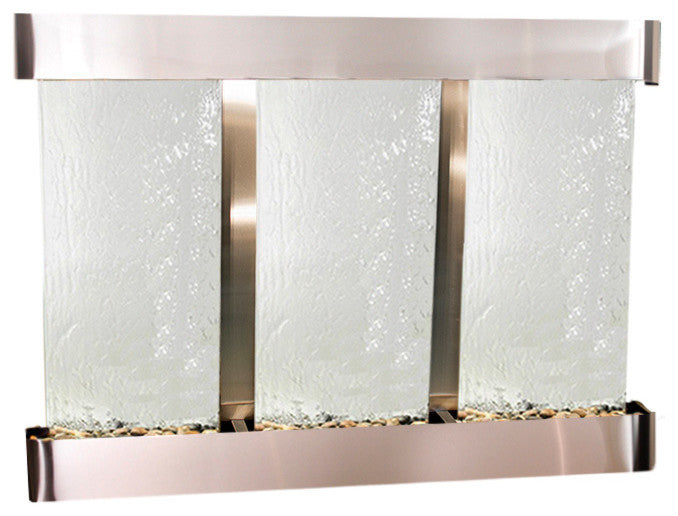 Olympus Falls Water Fountain, Silver Mirror, Stainless Steel, Round