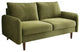 Retro Modern Velvet Loveseat with Tapered Wood Legs and Comfy Upholstered Seat, Army Green