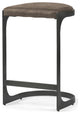 Dark Brown Leather C Shape Metal Counter Stool