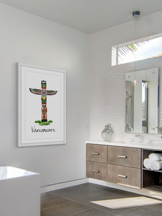 "First Nations Totem Pole" Framed Painting Print , 16x24