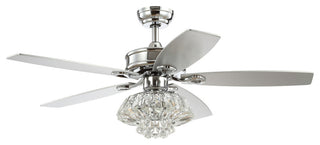 Kate 48" 3-Light Crystal Drum LED Ceiling Fan With Remote, Chrome