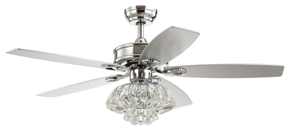 Kate 48" 3-Light Crystal Drum LED Ceiling Fan With Remote, Chrome