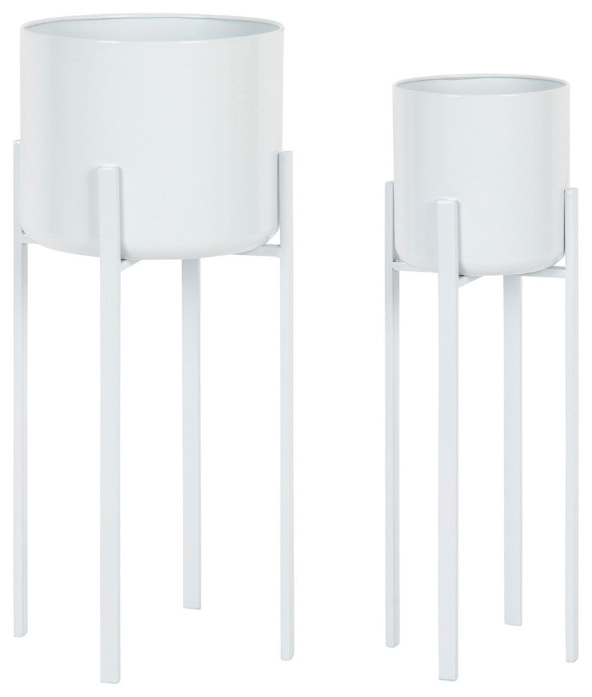 Gabi Metal Plant Stand Set, White 2-Piece