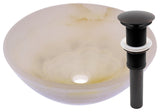 White Onyx Vessel Sink and Drain, Oil Rubbed Bronze