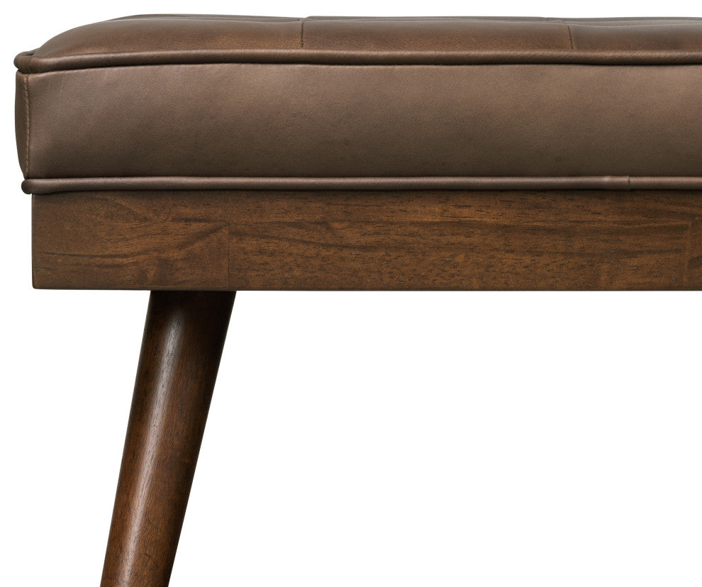 Poly and Bark Luca Leather Bench, Cocoa Brown