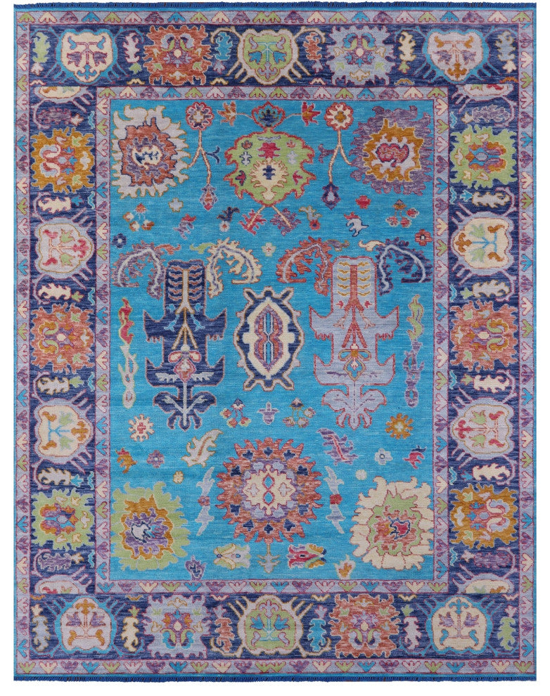 9' 1" X 11' 10" Turkish Oushak Hand-Knotted Wool Rug - Q14990
