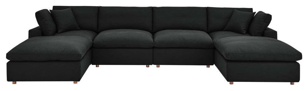 Commix Down Filled Overstuffed 6-Piece Sectional Sofa, Black