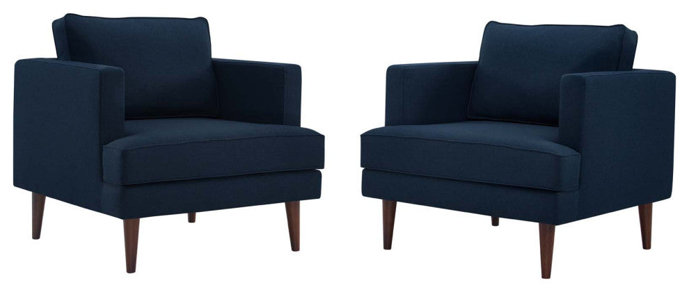 Agile Upholstered Fabric Armchair Set of 2 Blue