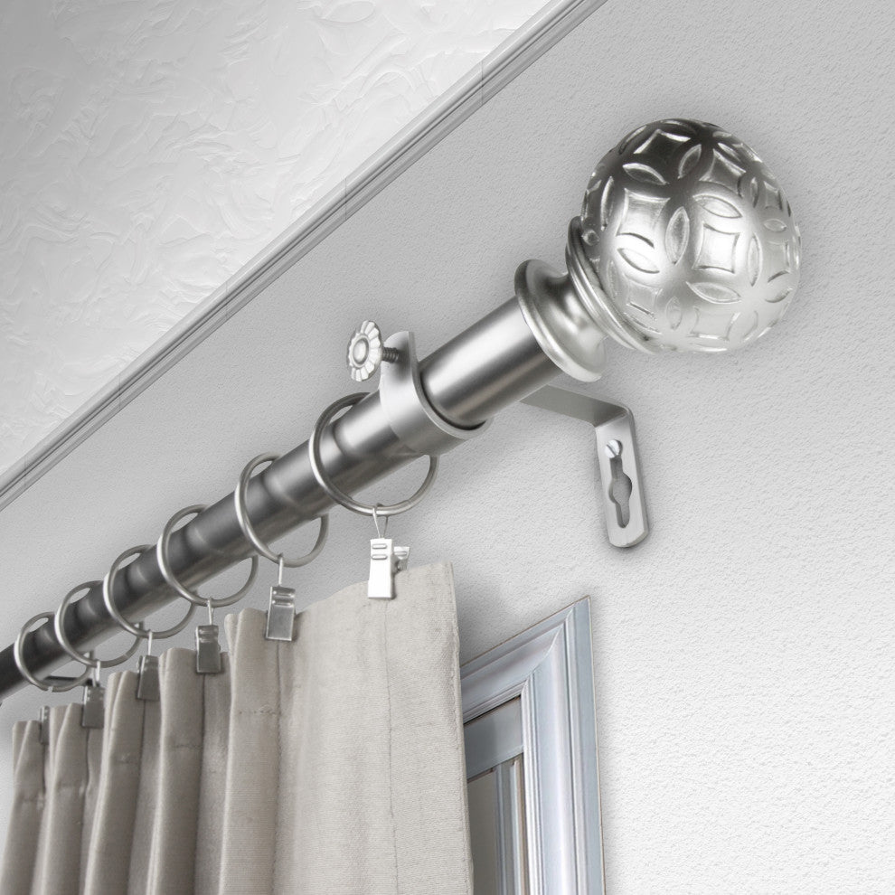 Plaid 1" Curtain Rod, Satin Nickel, 160"-240"