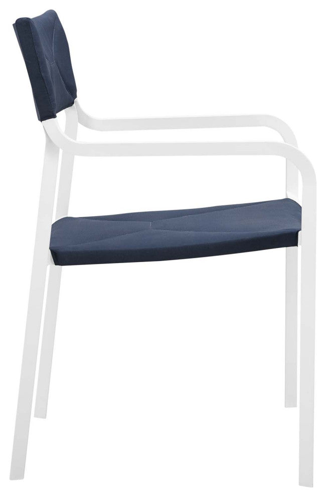 Raleigh 7 Piece Outdoor Patio Aluminum Dining Set White Navy