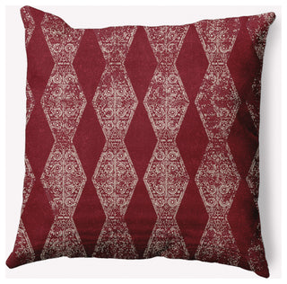 Pyramid Stripe Indoor/Outdoor Throw Pillow, Dark Red, 16x16"