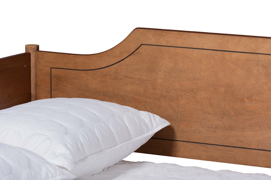 Lachlan Classic Farmhouse Wood Full Daybed, Walnut Brown, No Trundle