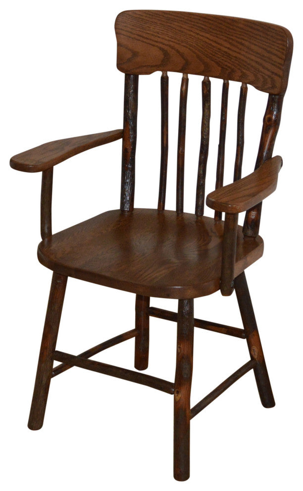 Hickory Panes Back Dining Chair With Arms, Walnut Finish