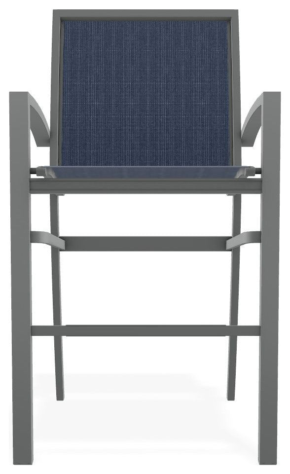 Kendall Sling Bar Height Stackable Outdoor Stool, Mavi/Graphite