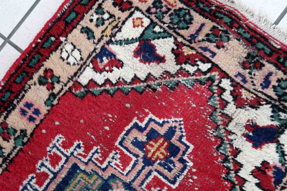 Handmade Vintage Persian Hamadan Rug 2.1'x2.9', 65cmx89cm 1970s