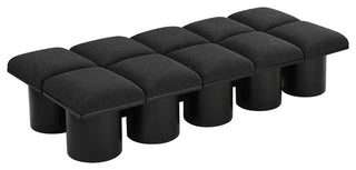 Pavilion Boucle Fabric Upholstered 10-Piece Modular Bench, Black, Black Finish
