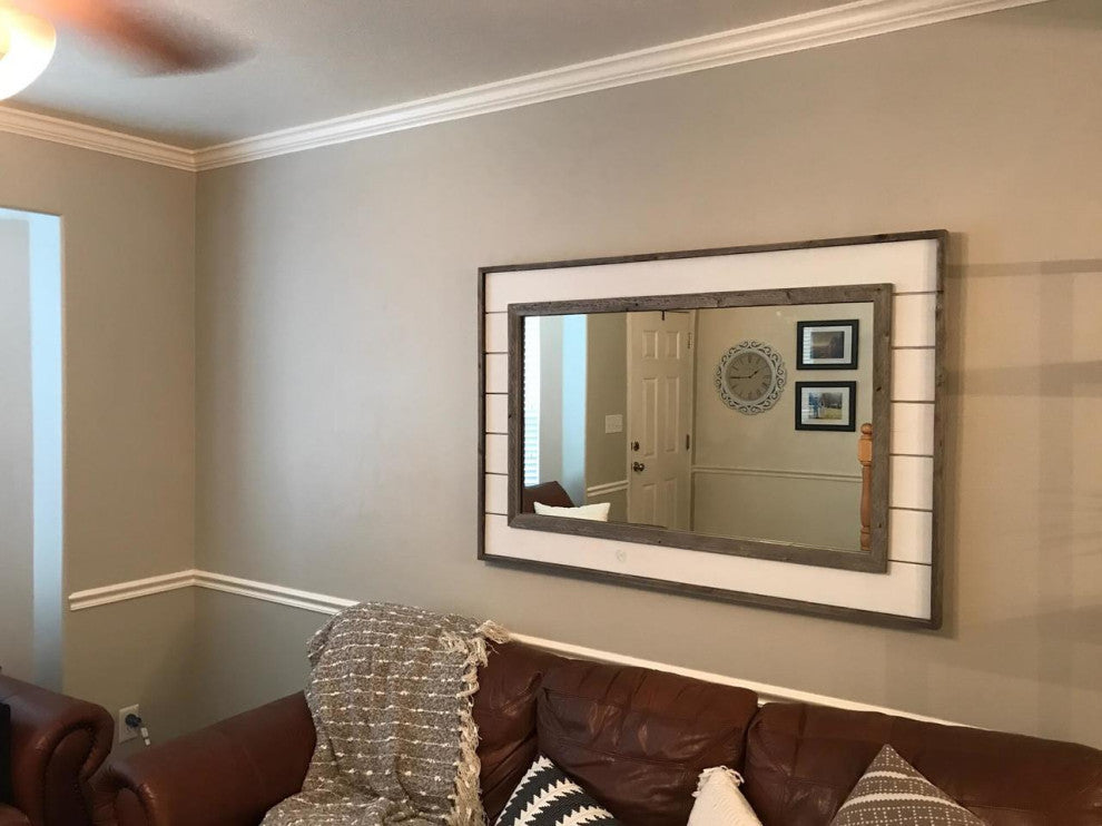 Shiplap Mirror With Reclaimed Wood, 22"x26"