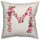 Floral Pattern Monogram M 18x18 Indoor/Outdoor Pillow