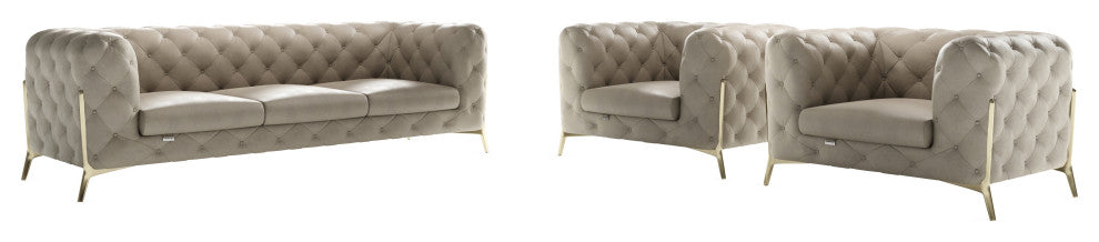 Angelica Italian Leather 2 Chair Set, Beige