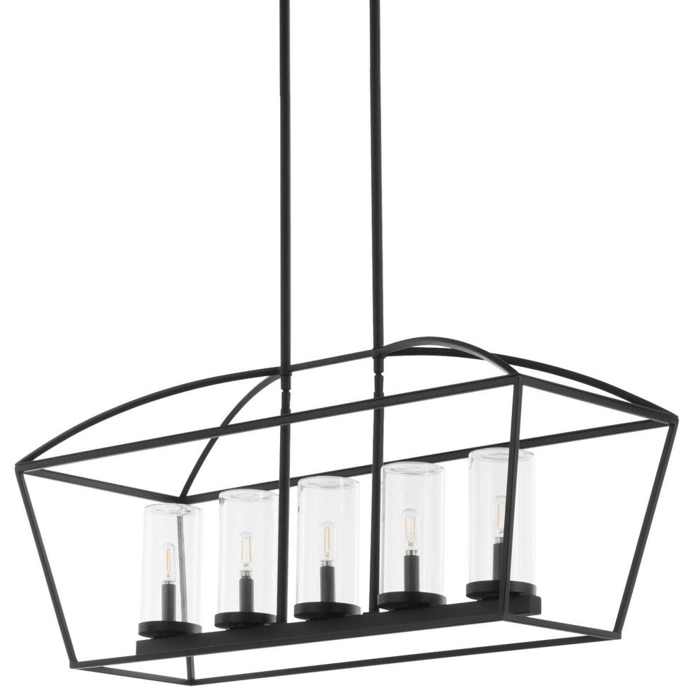 Quorum International 71-5 Odeon 5 Light 38"W Linear Chandelier - Matte Black