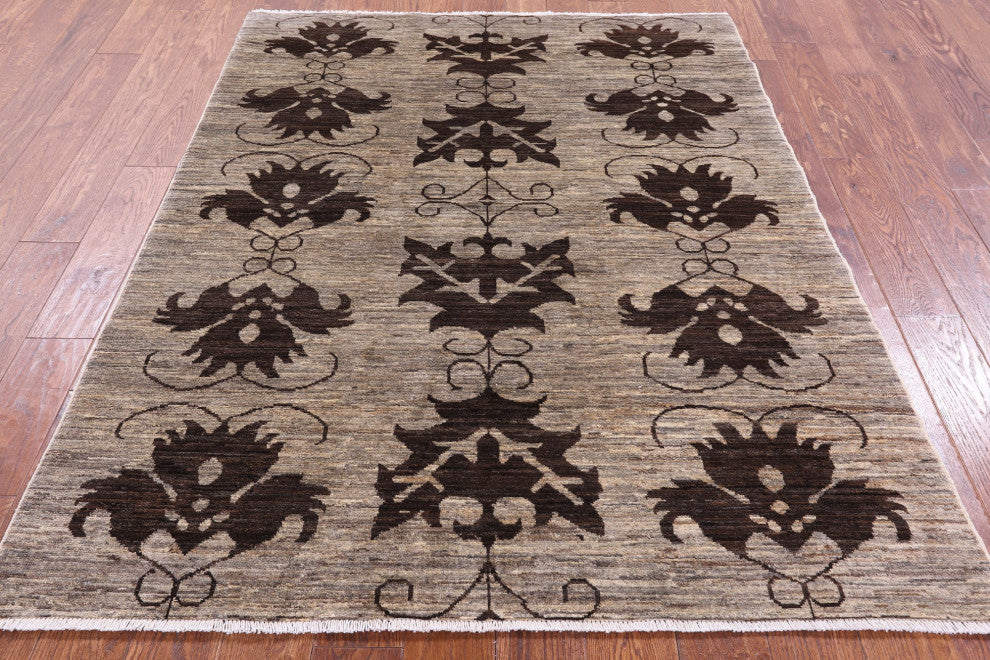 4' 10" X 6' 5" Persian Gabbeh Hand Knotted Wool Rug Q8496