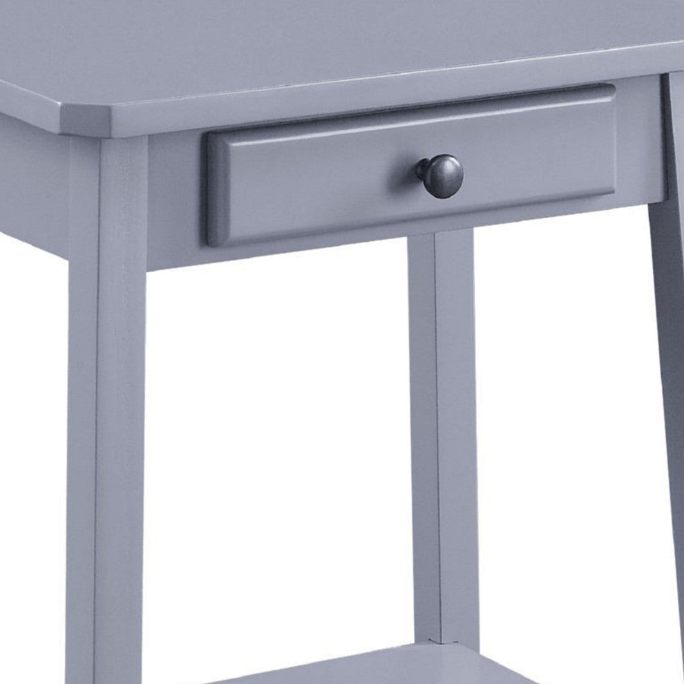 Benzara BM250306 MDF Accent Table With 1 Drawer and Open Shelf, Gray