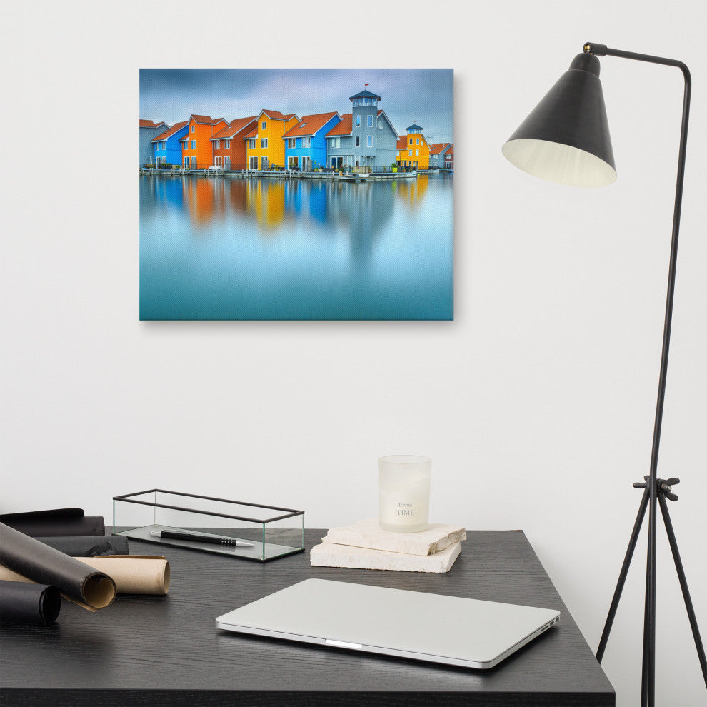 Blue Morning at Waters Edge Groningen Netherlands Canvas Prints, 16" X 20"