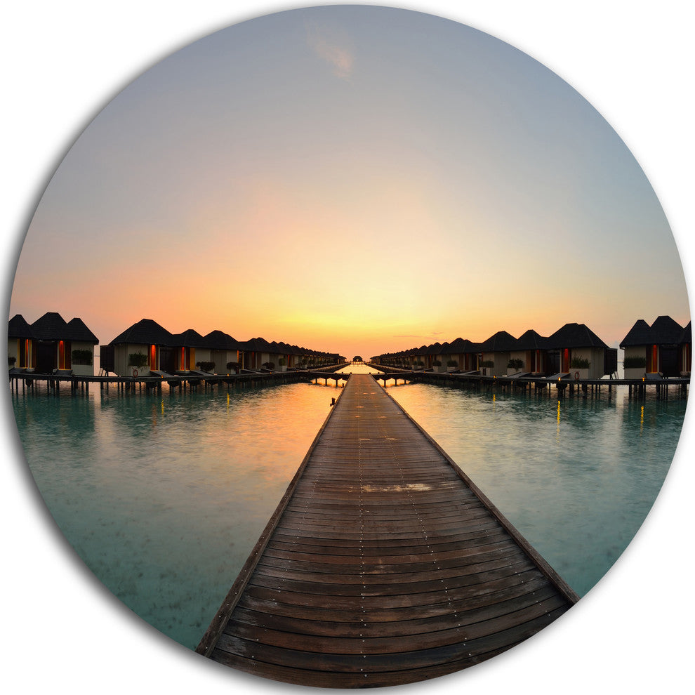 Long Wooden Pier Into The Ocean, Wooden Sea Bridge Disc Artwork, 11"