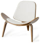 Modern Style Wooden Accent Chair with Sunken Seat, Brown and White
