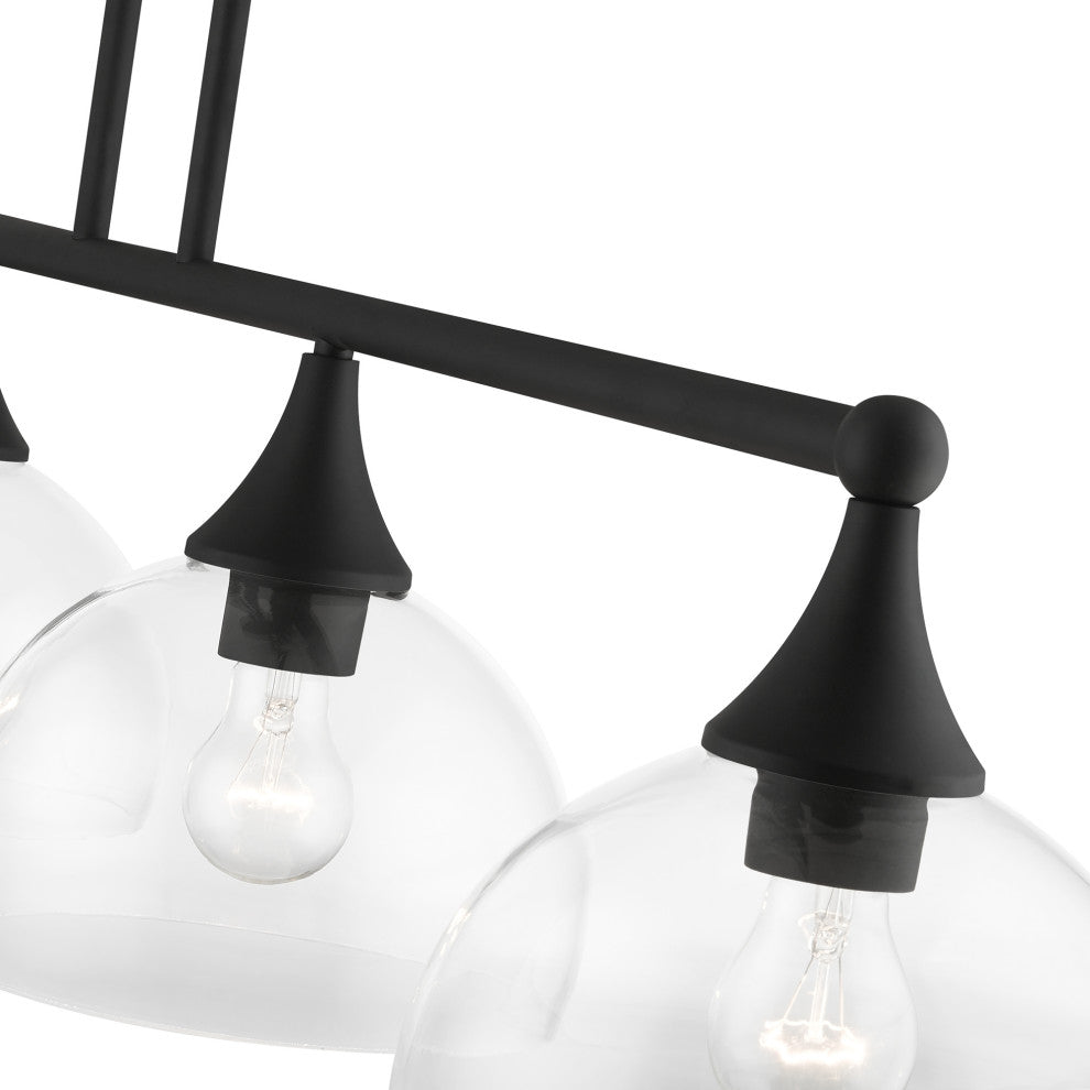 4 Light Black Large Linear Chandelier