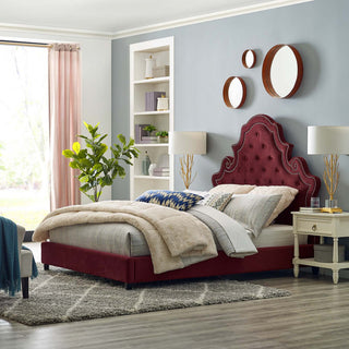 Valentina Queen Tufted Nailhead Performance Velvet Platform Bed by Modway