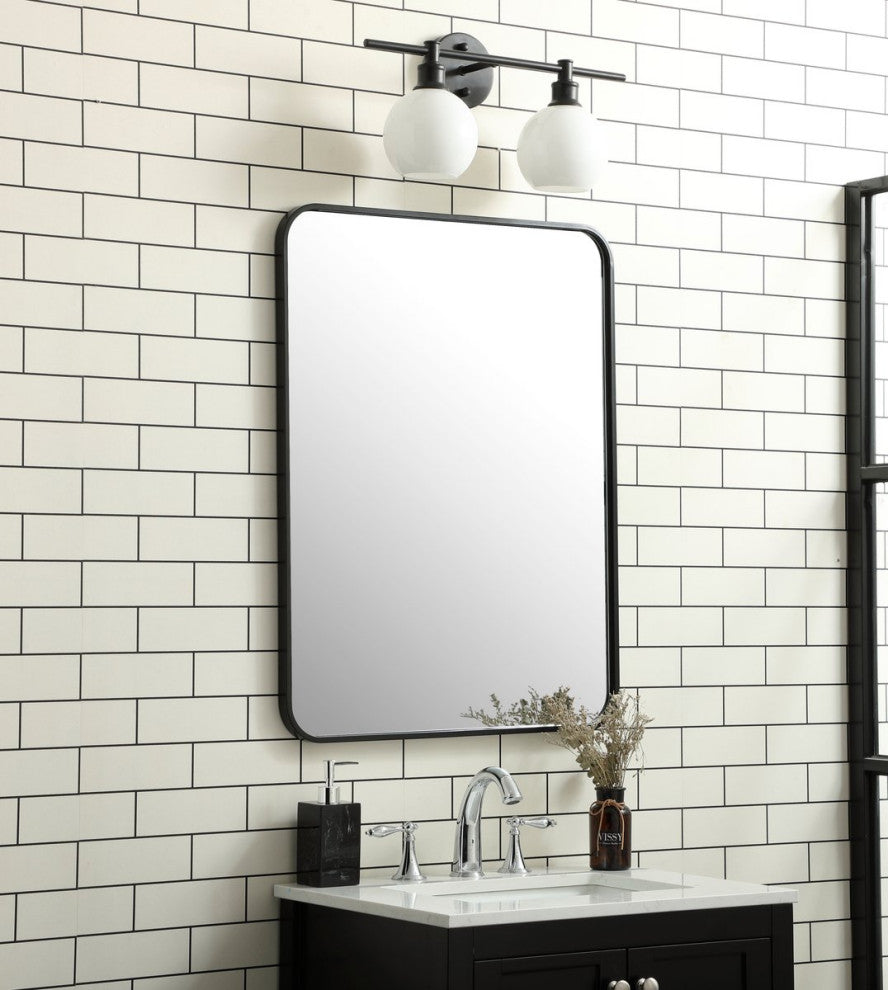 Ellis Soft Corner Metal Rectangular Mirror, Black, 24" x 32"