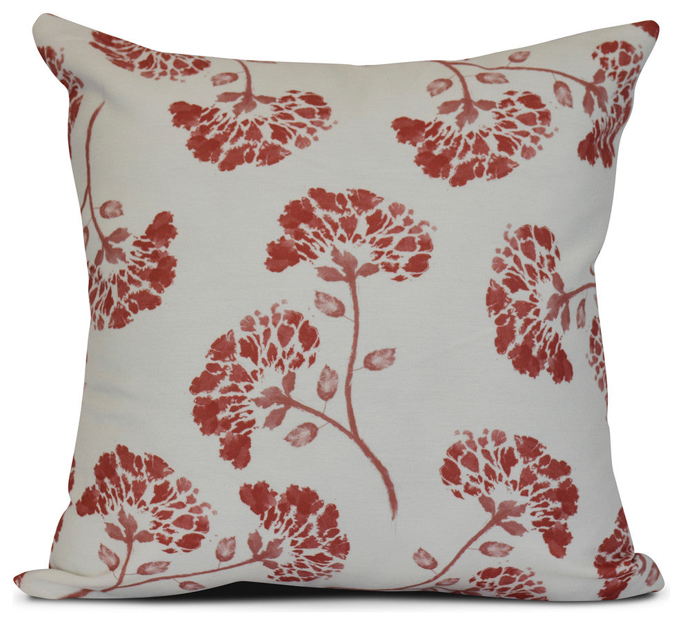 26x26", April, Floral Print Pillow, Coral