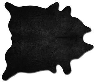6' X 7' Black Cowhide Area Rug, Black