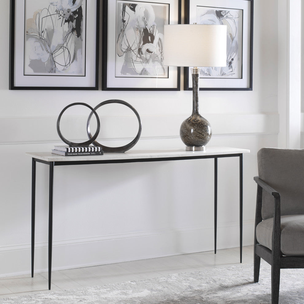Uttermost Nightfall White Marble Console table
