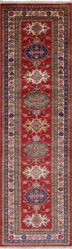 2' 8" X 9' 5" Super Kazak Hand Knotted Runner Rug - Q12970