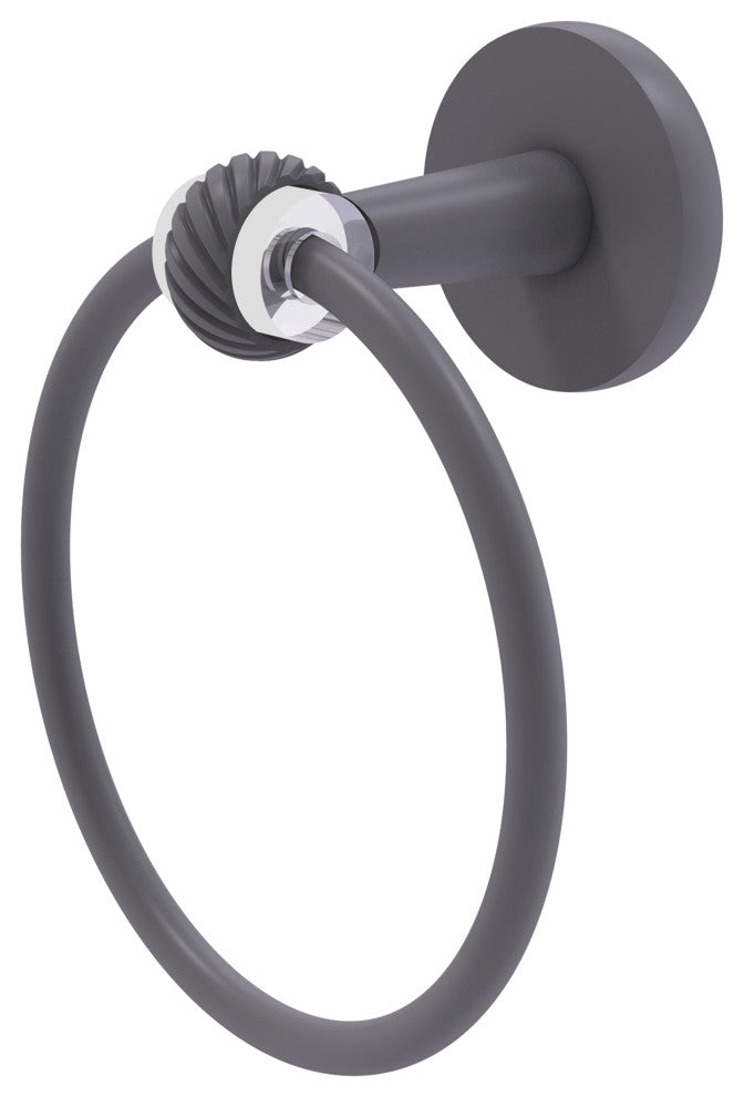 Clearview Towel Ring with Twisted Accents, Matte Gray
