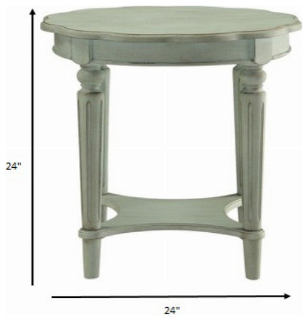 24"x24"x24" Antique Slate Solid Wood End Table
