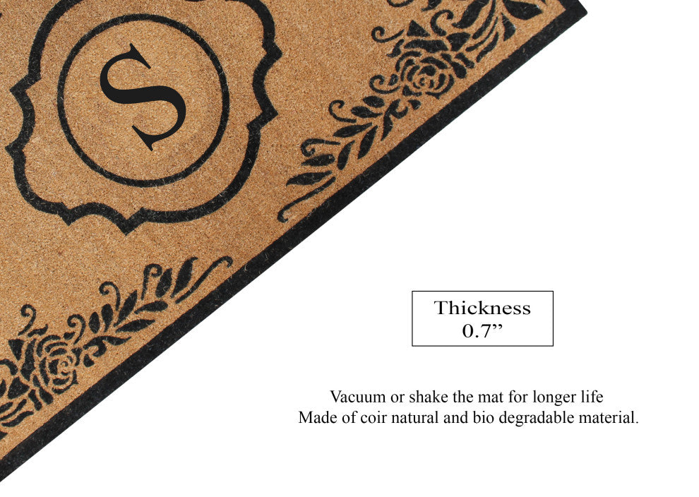 A1HC First Impression Hand Crafted Ella Entry Coir Monogrammed Double Doormat, S