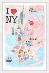 "I Love NY Site Map" Framed Painting Print, 24x36
