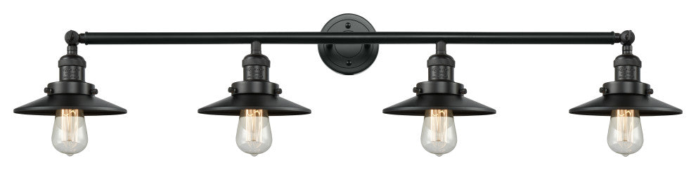 Railroad 4 Light Bath Vanity Light, Matte Black, Matte Black
