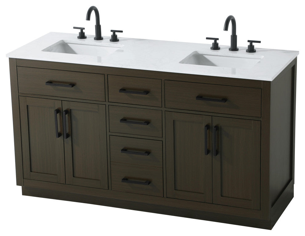 Home Living 60" Double Bathroom Vanity, Mocha Brown