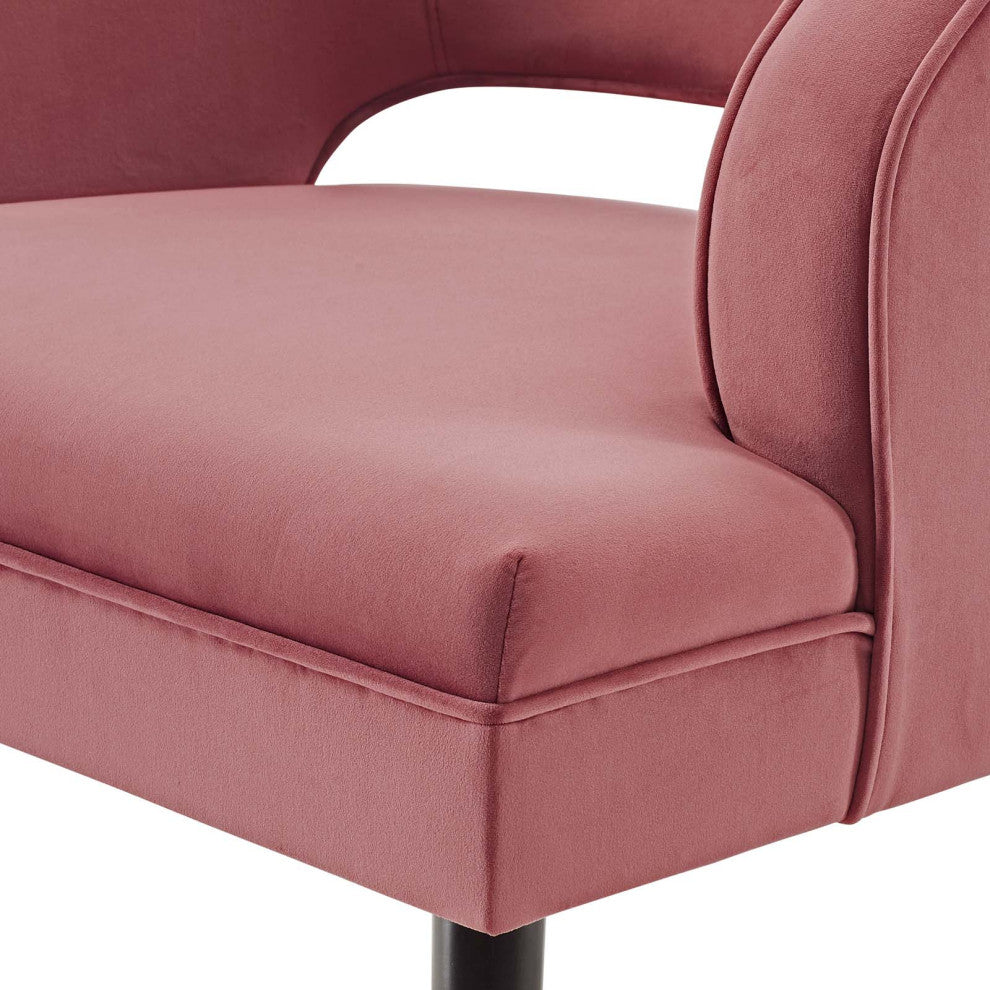 Modern Designer Lounge Accent Side Chair Armchair, Velvet Fabric, Pink