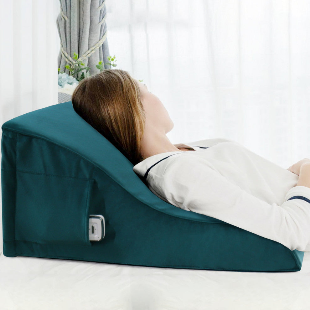 Reading Pillow Bed Foam Wedge Adult for Back Support, Cyan, 24x9x21
