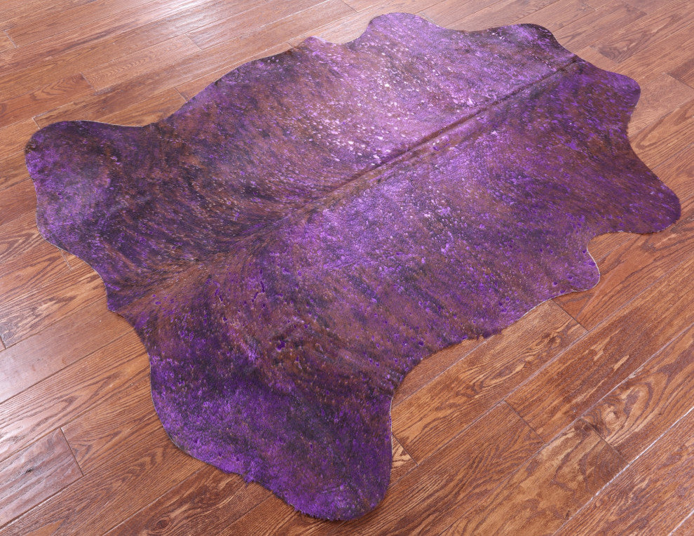 6' 0" X 4' 10" Purple Metallic Cowhide Rug C2150