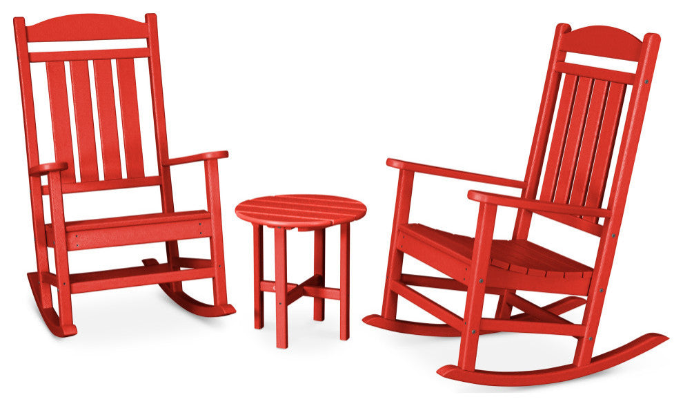 Polywood Presidential 3-Piece Rocker Set, Sunset Red
